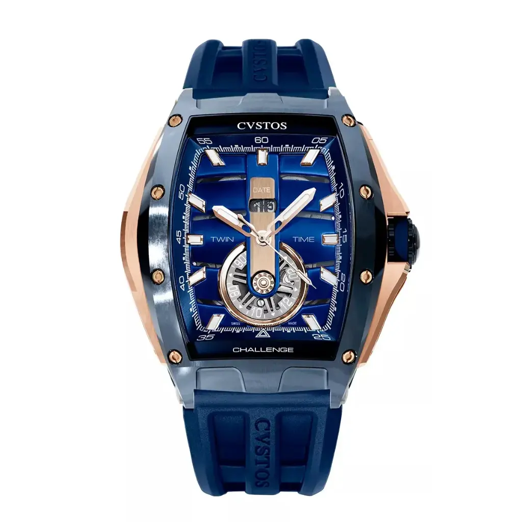 Twin-Time Navy Blue Steel Blue Dial - 41mm