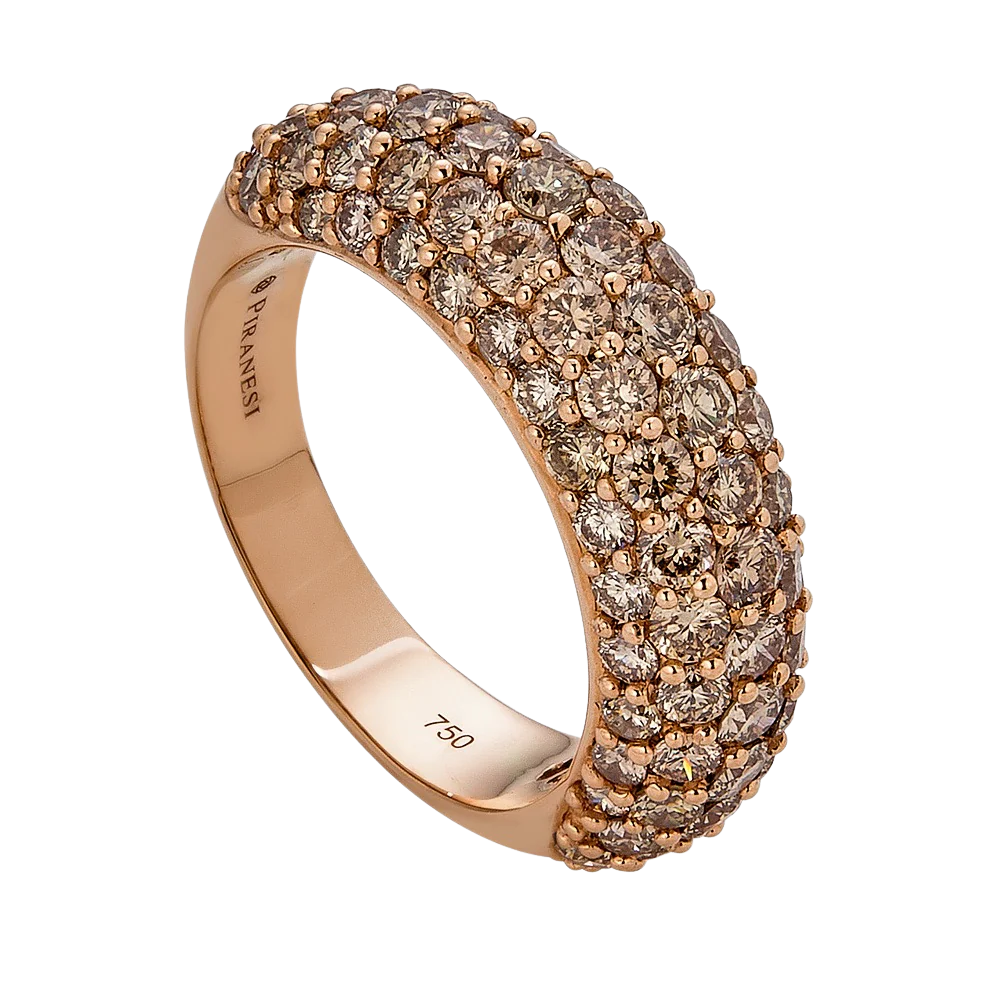 Rose Gold Dome Small Ring - Champagne Diamond