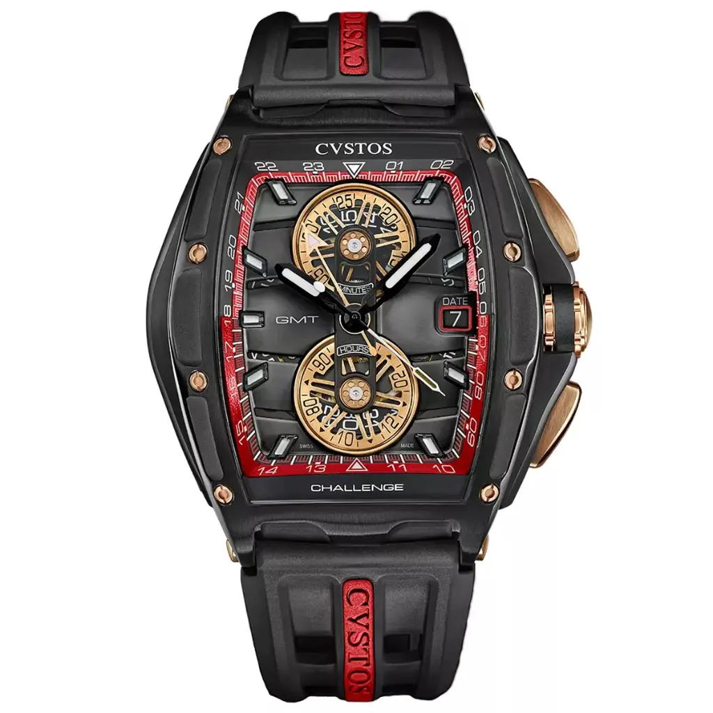 Chrono GMT Black Steel/Red Dial - 45mm