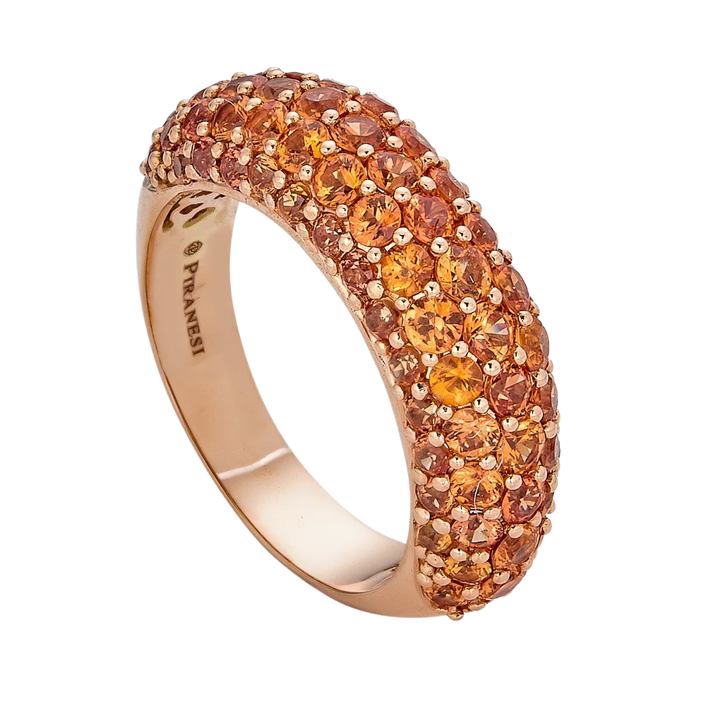 Rose Gold Dome Small Ring - Orange Sapphire
