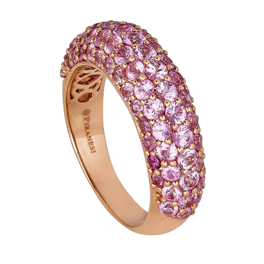 Rose Gold Dome Small Ring - Pink Sapphire