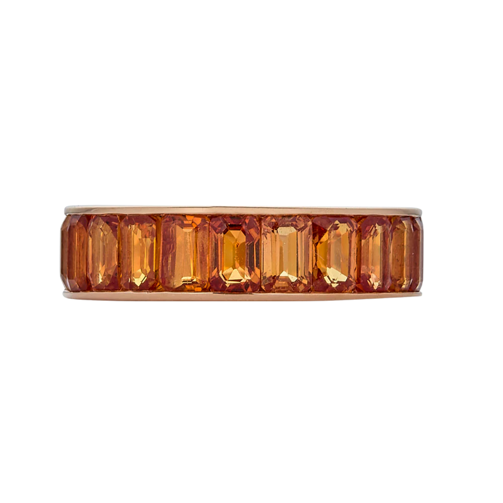 Rose Gold Eternity Channel Set Band - Orange Sapphire