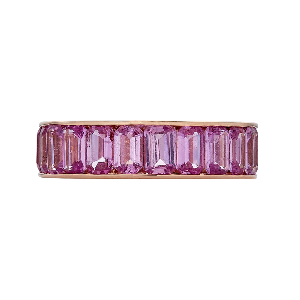Rose Gold Eternity Channel Set Band - Pink Sapphire