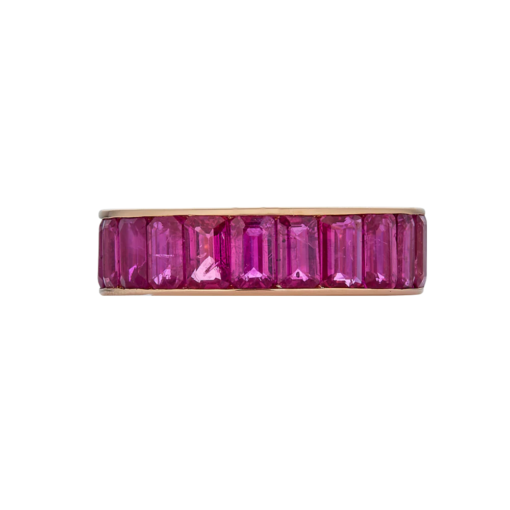 Rose Gold Eternity Channel Set Band - Pink Sapphire