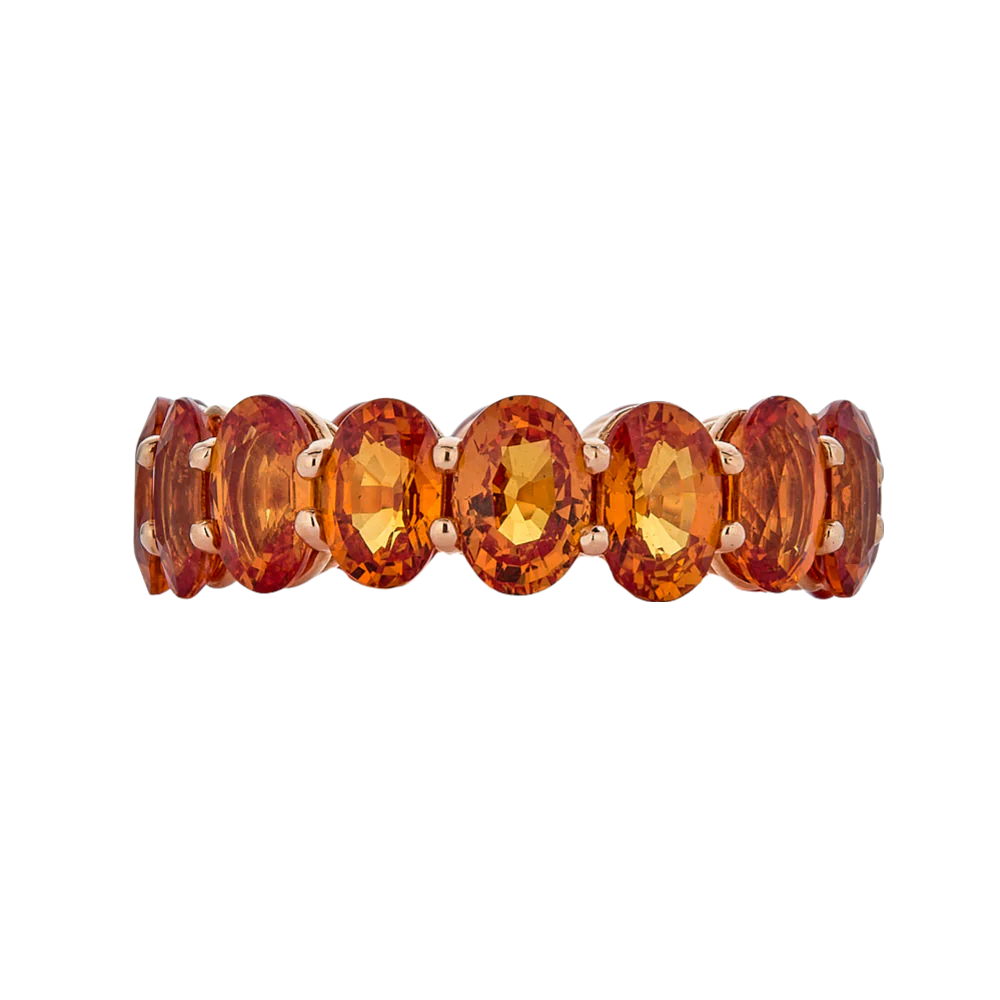 Rose Gold Eternity Oval Band - Orange Sapphire