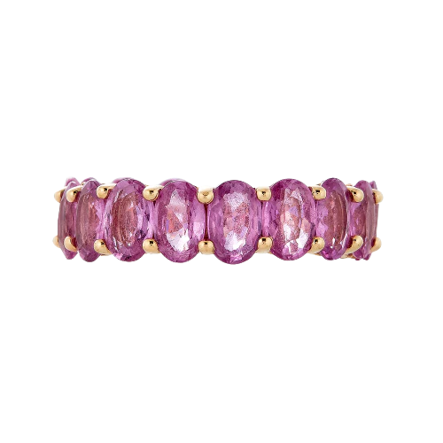 Rose Gold Eternity Oval Band - Pink Sapphire