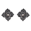 Rose Gold Fiore Large Flower Earrings - Black Diamond