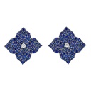 Rose Gold Fiore Large Flower Earrings - Blue Sapphire