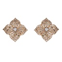 Rose Gold Fiore Large Flower Earrings - Champagne Diamond