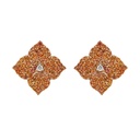 Rose Gold Fiore Large Flower Earrings - Orange Sapphire