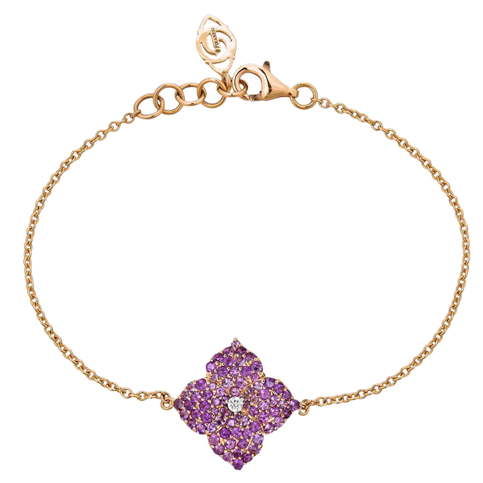 Rose Gold Fiore Small Flower Bracelet - Amethyst
