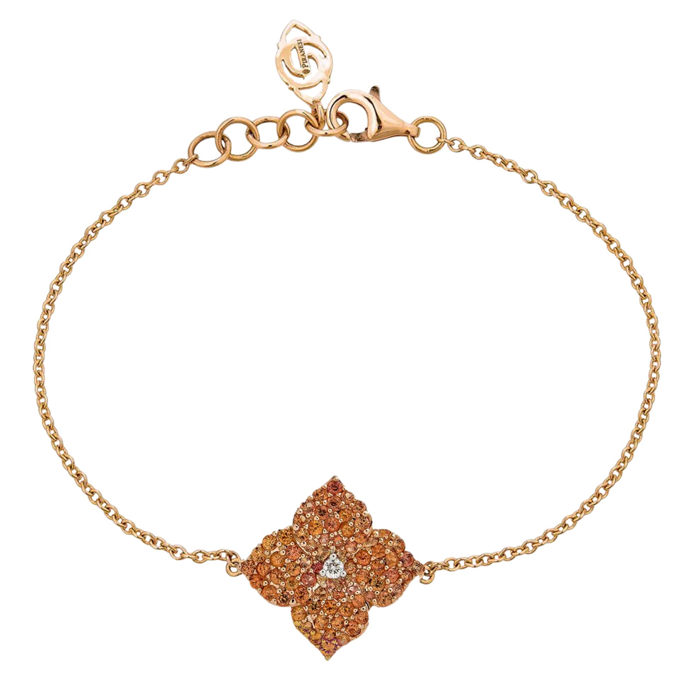 Rose Gold Fiore Small Flower Bracelet - Orange Sapphire