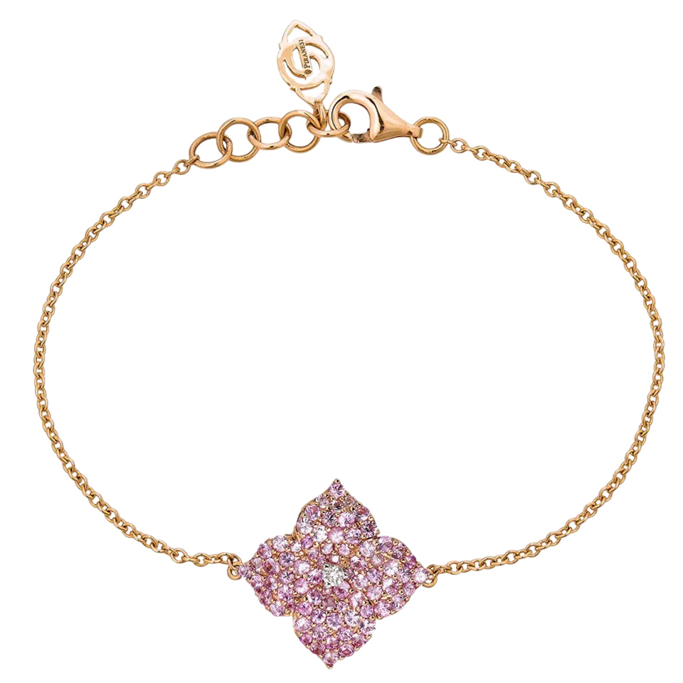 Rose Gold Fiore Small Flower Bracelet - Pink Sapphire