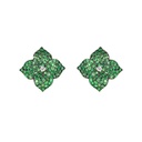 Rose Gold Fiore Small Flower Earrings - Green Tsavorite