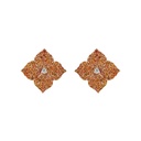 Rose Gold Fiore Small Flower Earrings - Orange Sapphire