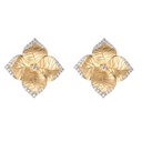 Rose Gold Oro Fiore Large Flower Earrings With Diamonds