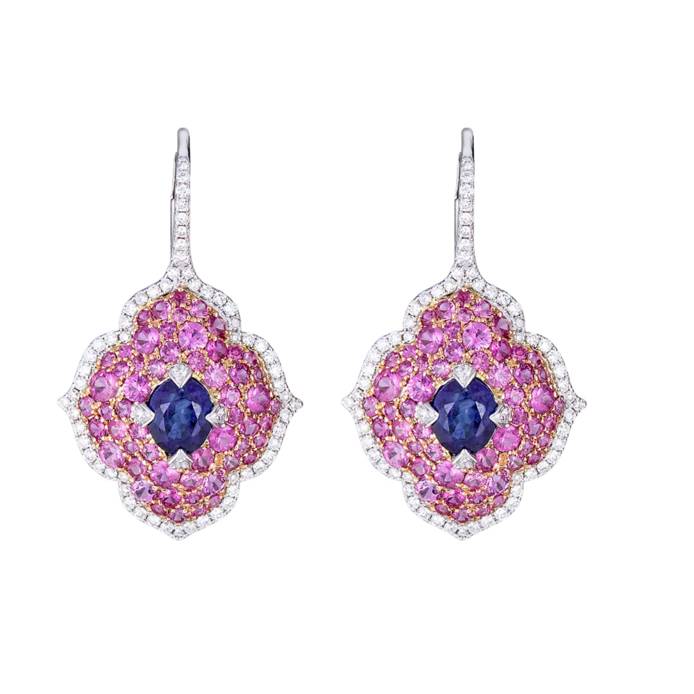 Rose Gold Pasha Drop Earrings - Blue Sapphire
