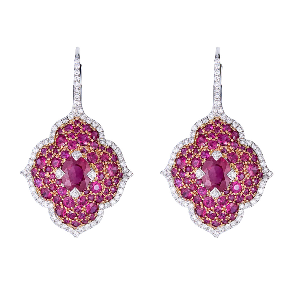 Rose Gold Pasha Drop Earrings - Ruby