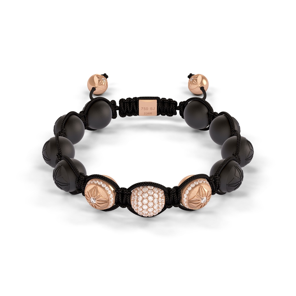 Shamballa Jewels Rose Gold Diamond 10mm Braided Bead Bracelet
