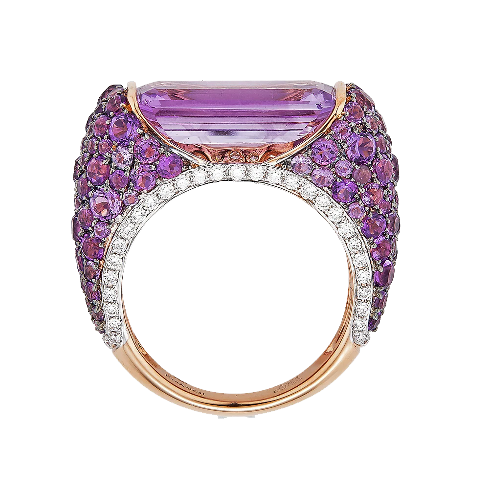Rose Gold Pietra Bridge Ring - Amethyst