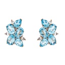 Rose Gold Pietra Cluster Earrings - Blue Topaz