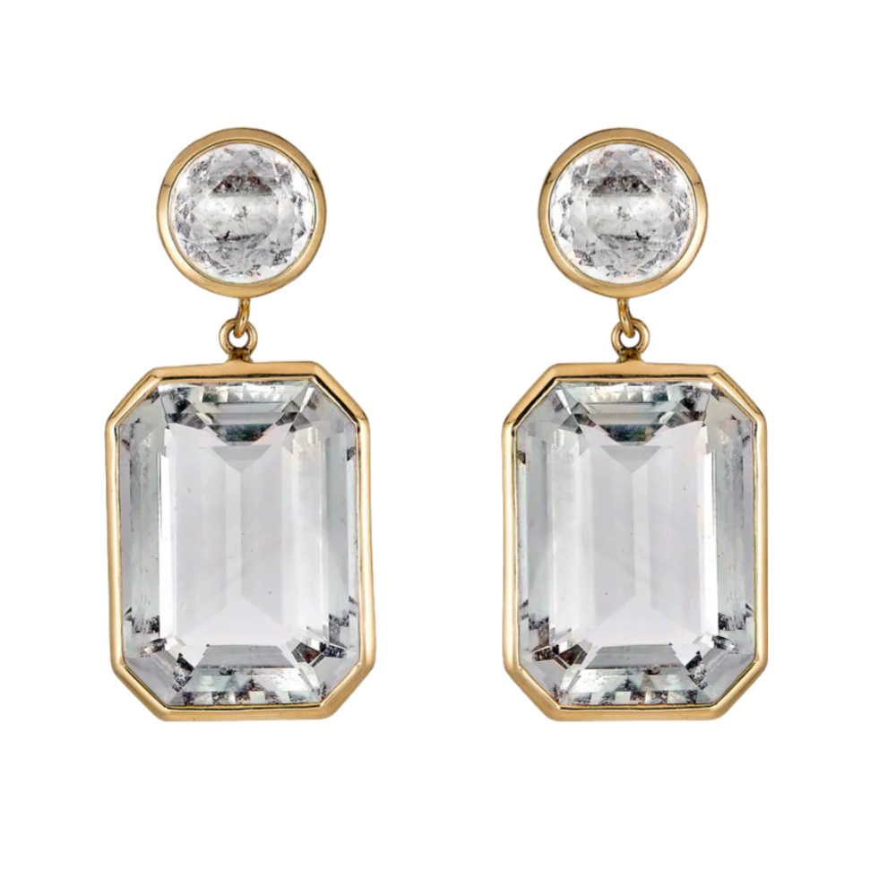 Rose Gold Pietra Drop Earrings - White Topaz