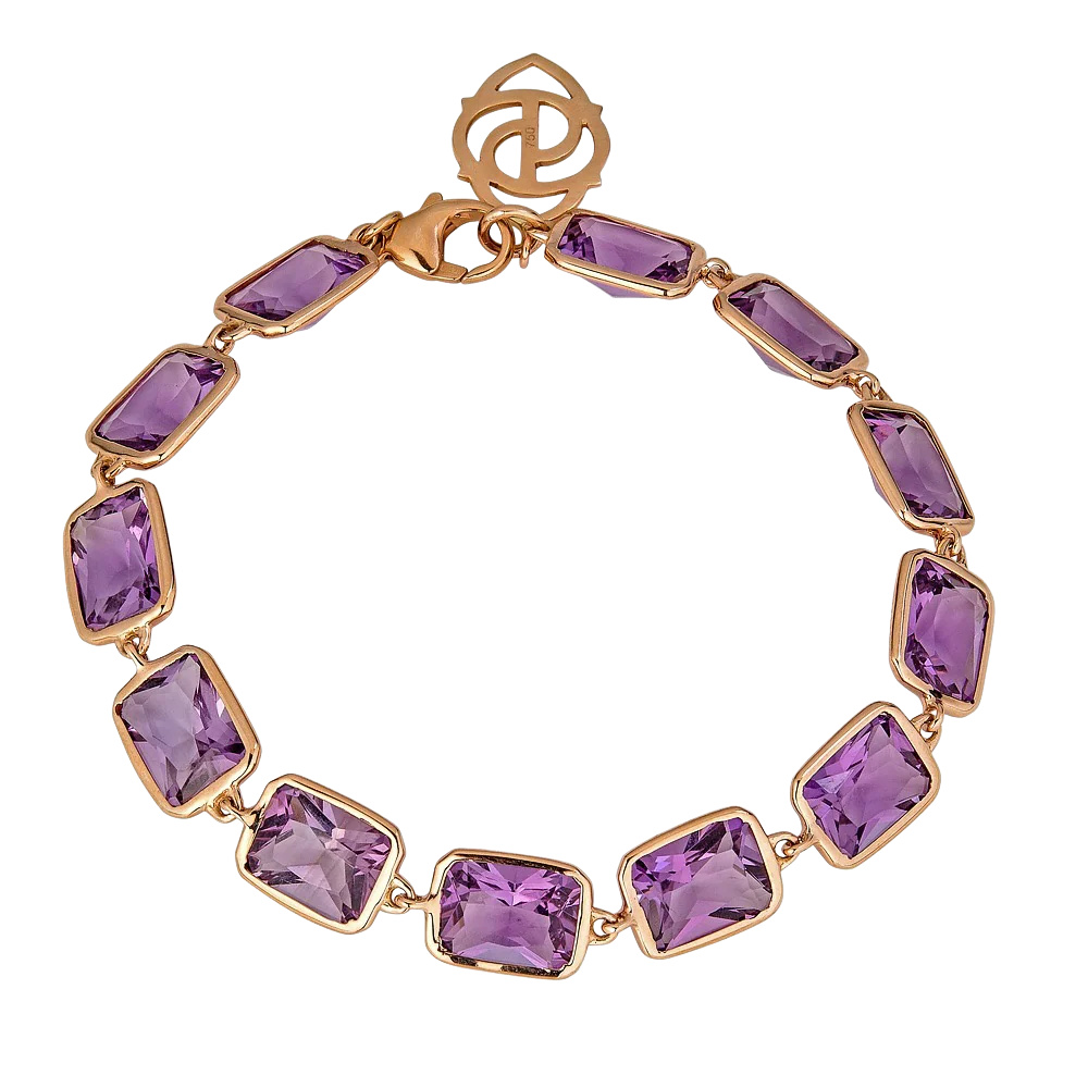 Rose Gold Pietra Emerald Cut Bracelet - Amethyst