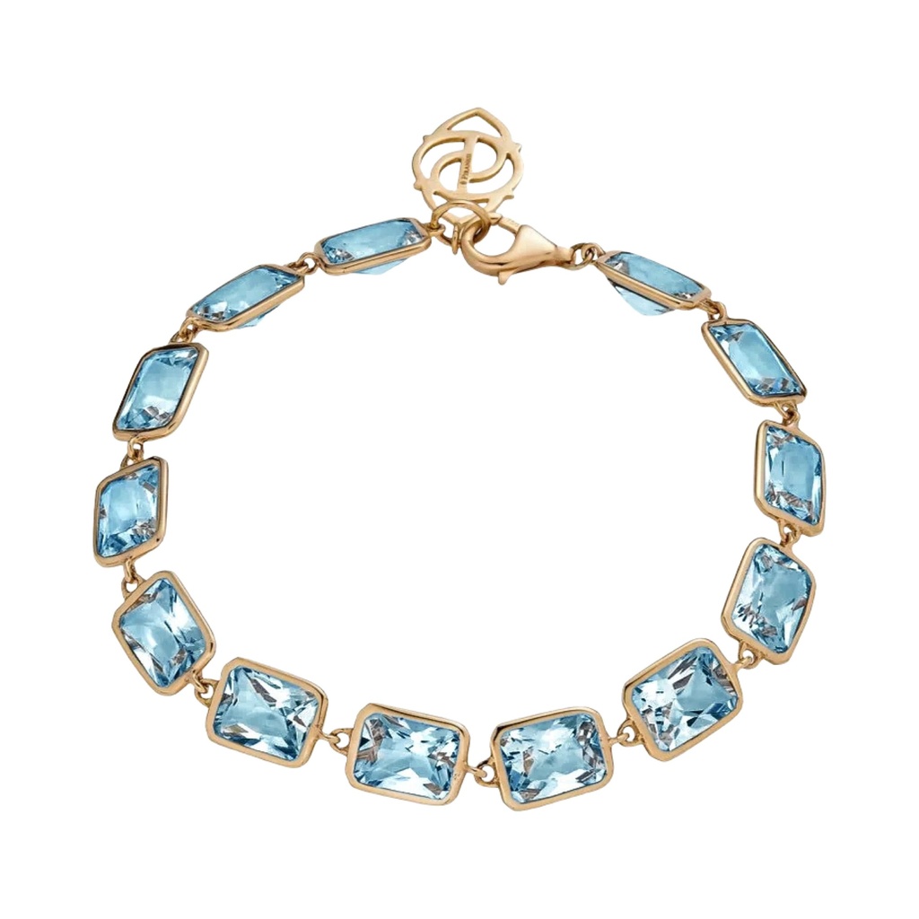 Rose Gold Pietra Emerald Cut Bracelet - Blue Topaz