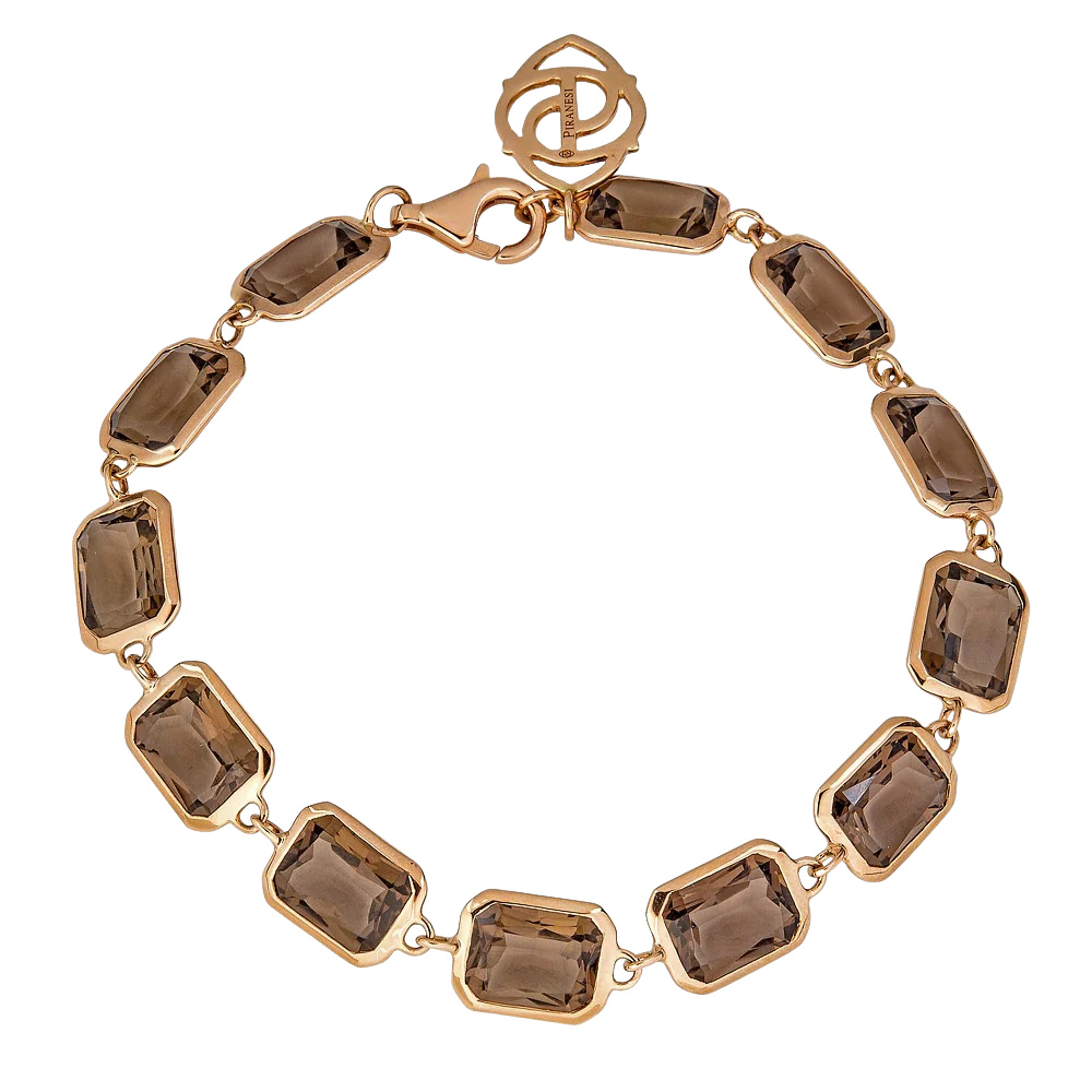Rose Gold Pietra Emerald Cut Bracelet - Smokey Quartz