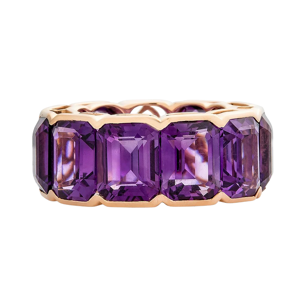 Rose Gold Pietra Emerald Cut Eternity Band - Amethyst