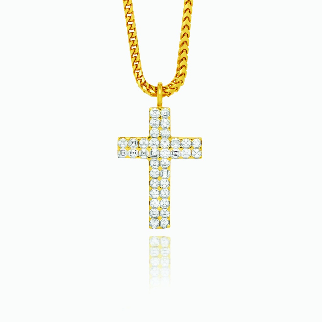 The 2 Row Asscher Cut Cross Pendant