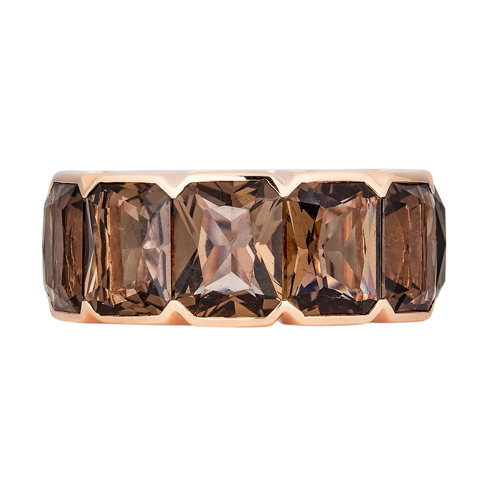 Rose Gold Pietra Emerald Cut Eternity Band - Smokey Quartz
