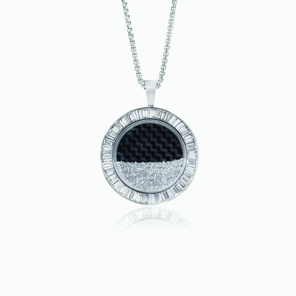 The Baguette Floating Diamond Circle Pendant