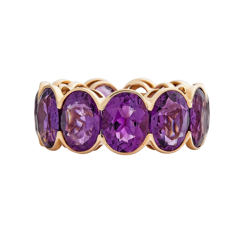 Rose Gold Pietra Oval Eternity Band - Amethyst