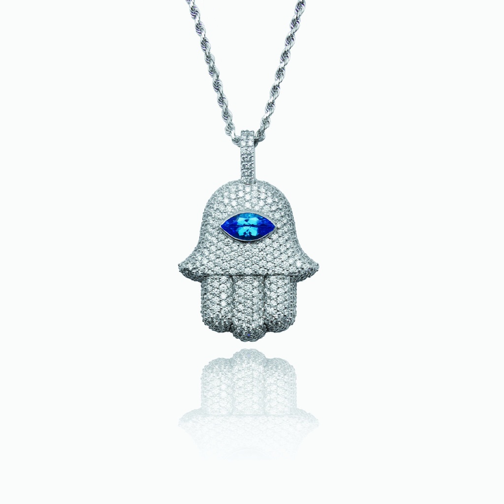 The Blue Topaz Hamsa Pendant