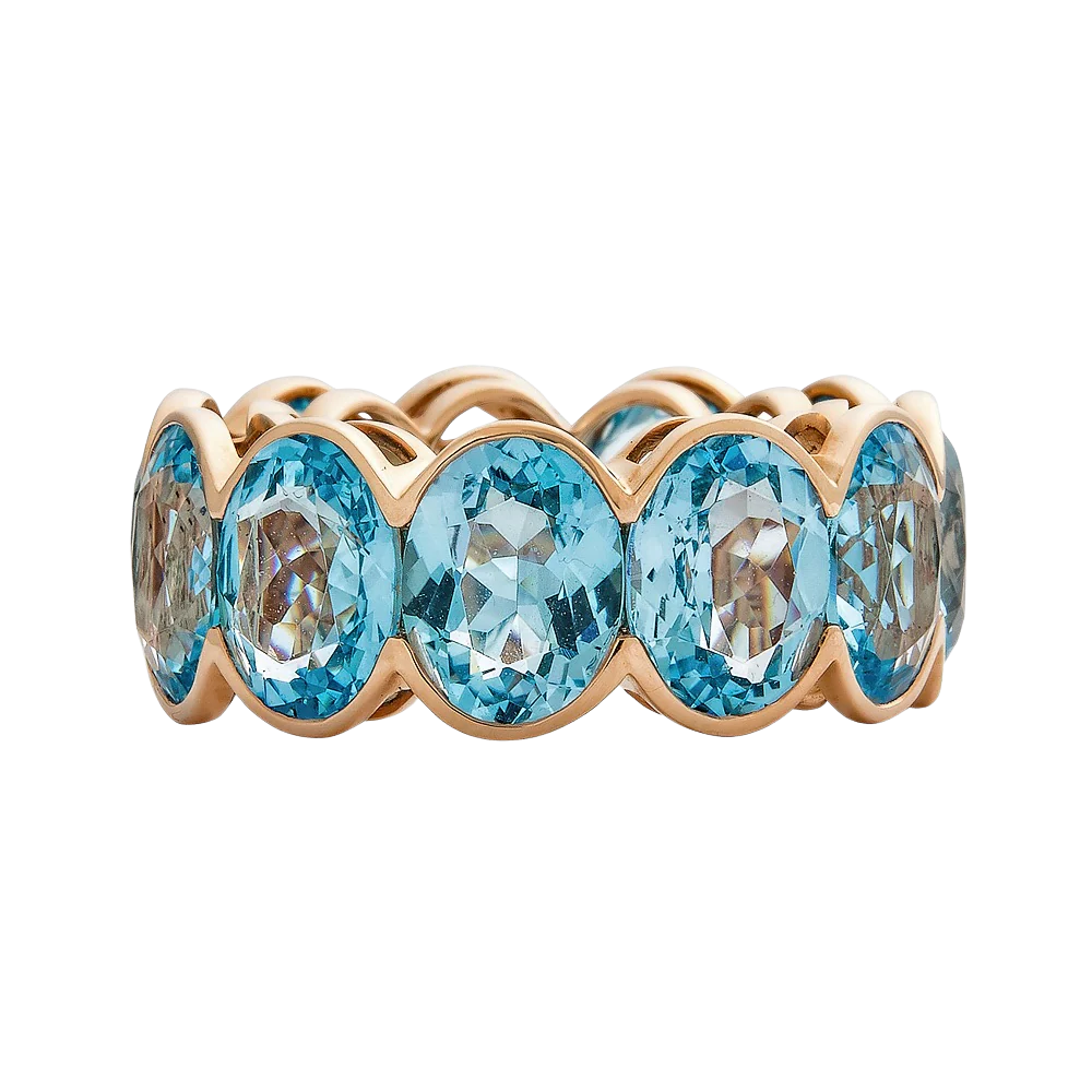 Rose Gold Pietra Oval Eternity Band - Blue Topaz