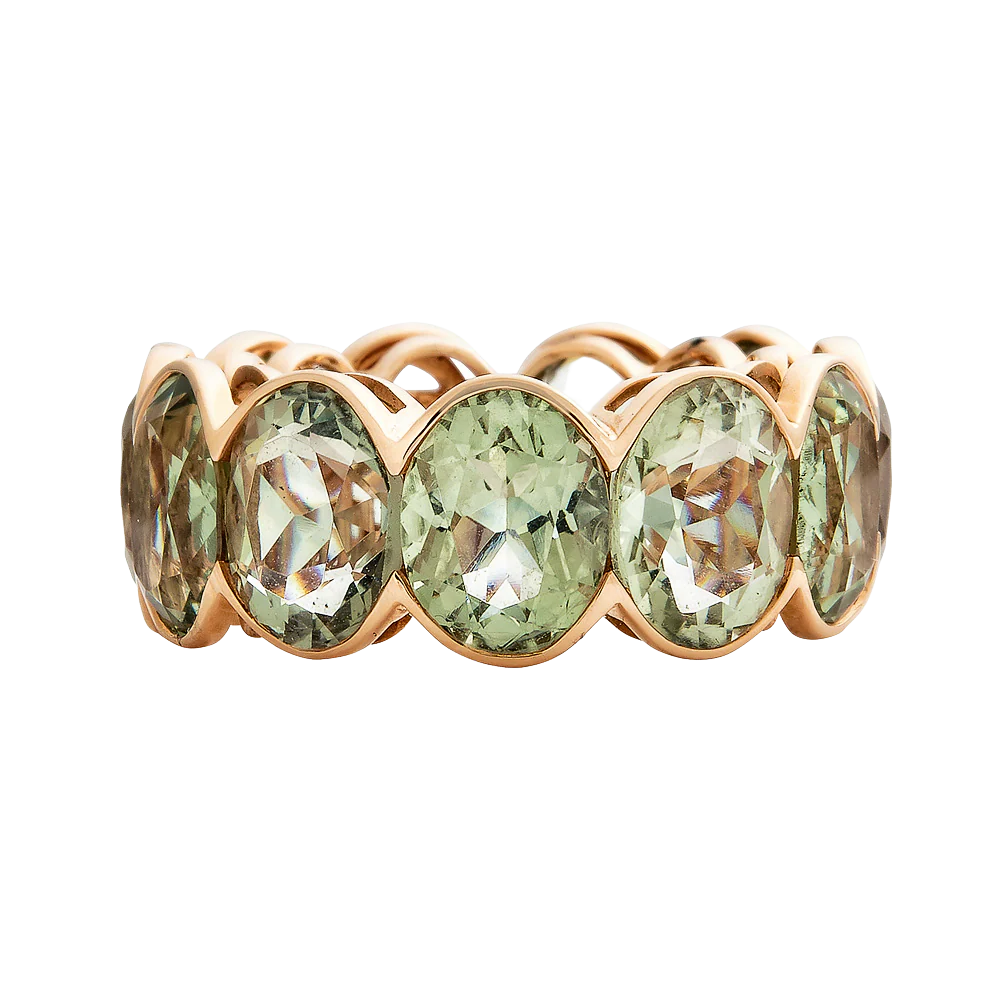 Rose Gold Pietra Oval Eternity Band - Green Amethyst