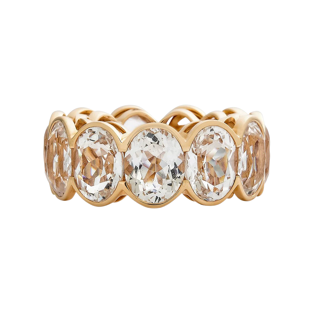 Rose Gold Pietra Oval Eternity Band - White Topaz