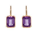 Rose Gold Pietra Single Drop Earrings - Amethyst
