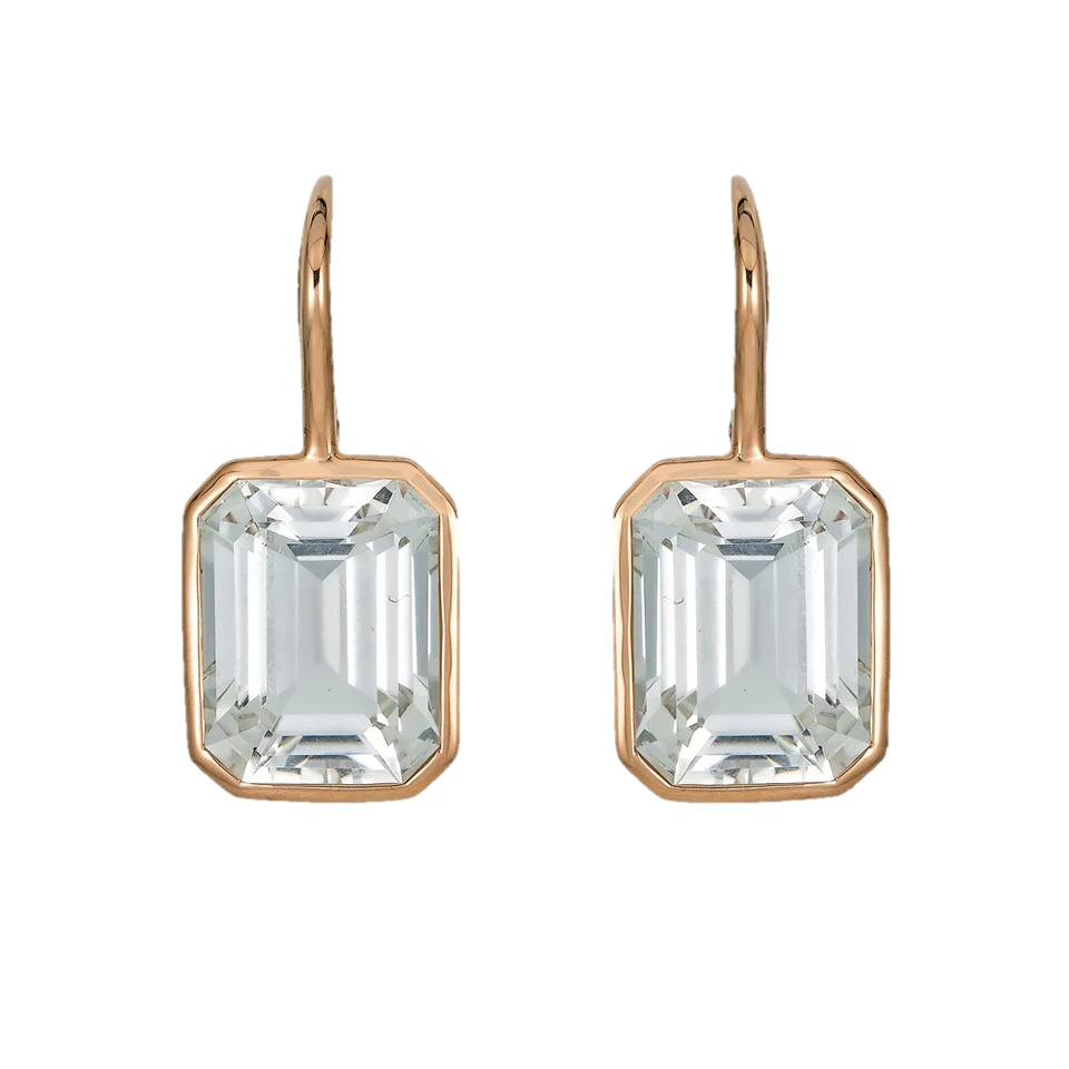 Rose Gold Pietra Single Drop Earrings - White Topaz