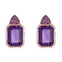 Rose Gold Pietra Small Reverse Set Earrings - Amethyst