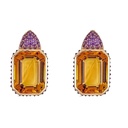 Rose Gold Pietra Small Reverse Set Earrings - Yellow Citrine