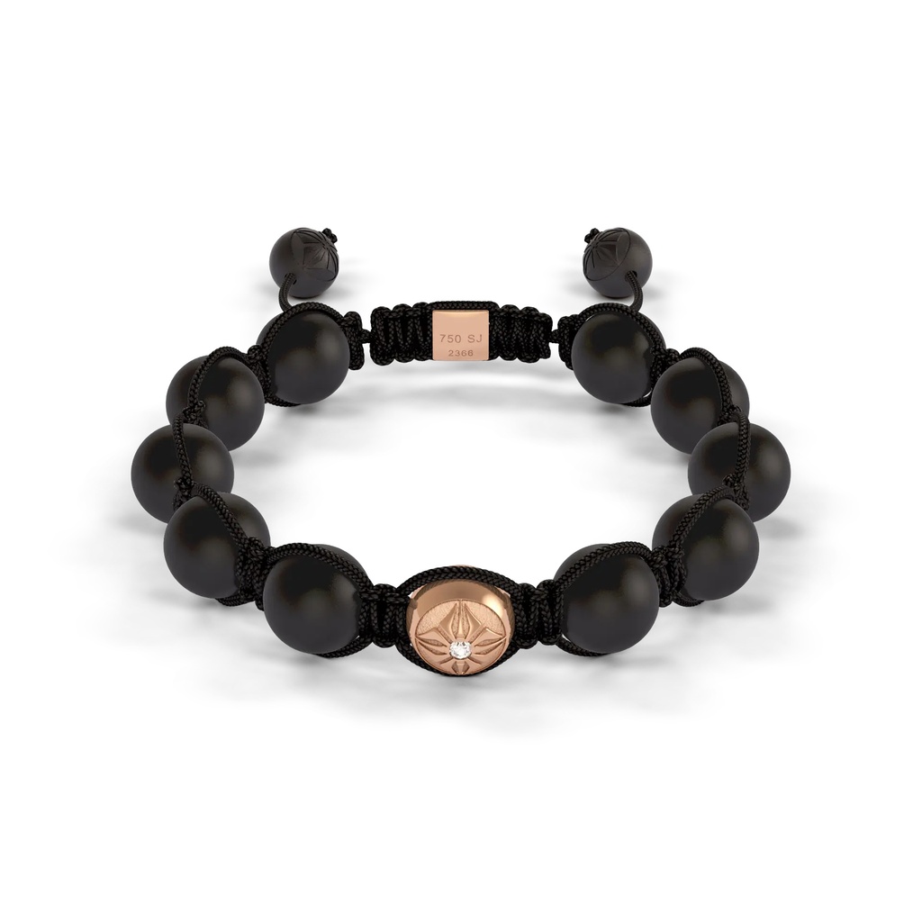 Shamballa Jewels Rose Gold Diamond 10mm Braided Bead Bracelet