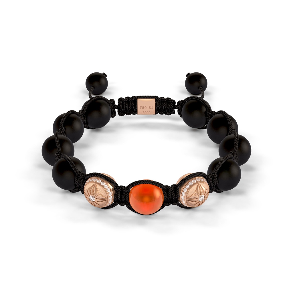 Shamballa Jewels Rose Gold Diamond & Coral 10mm Braided Bead Bracelet