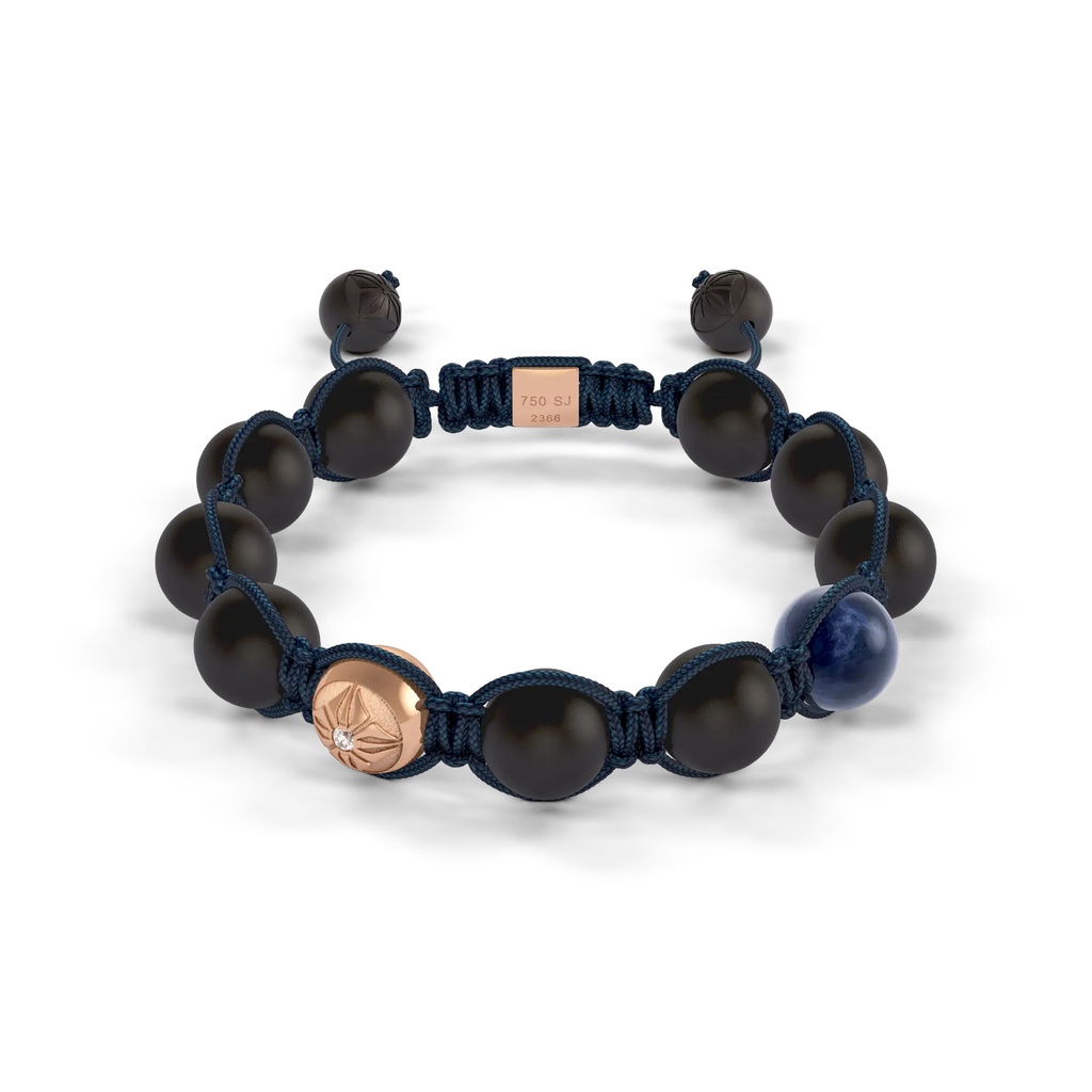 Shamballa Jewels Rose Gold Diamond & Sapphire 10mm Braided Bead Bracelet