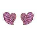 Rose Gold Wave Heart Medium Earring - Pink Sapphire