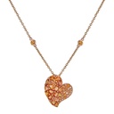 Rose Gold Wave Heart Medium Necklace - Orange Sapphire