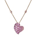 Rose Gold Wave Heart Medium Necklace - Pink Sapphire