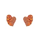 Rose Gold Wave Heart Small Earring - Orange Sapphire