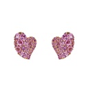 Rose Gold Wave Heart Small Earring - Pink Sapphire